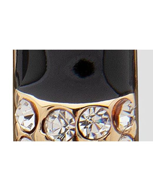 DKNY Black Crystal & Enamel Hoop Earrings