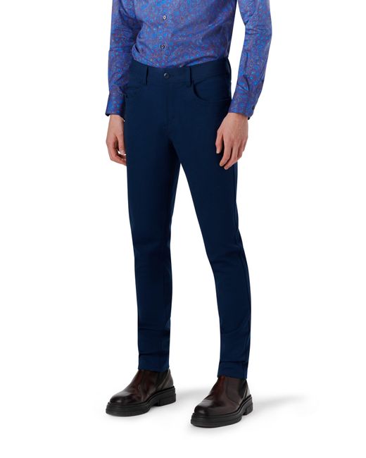 Bugatchi Blue Stretch Knit Pants for men