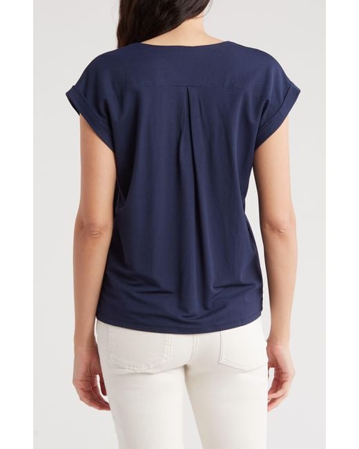 Bobeau Blue Dolman Sleeve Piqué T-shirt
