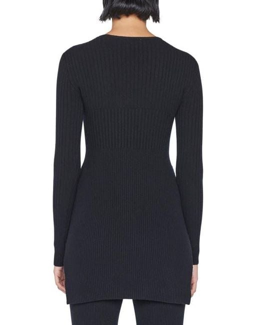 FRAME Black Rib Cashmere Blend Tunic Sweater
