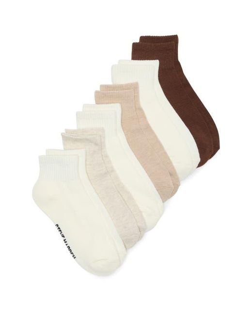 Steve Madden White Assorted 6-Pack Quarter Crew Socks