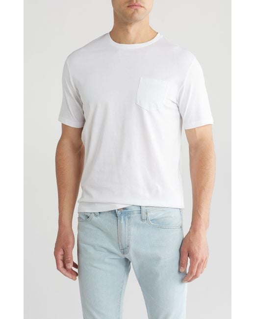 Slate & Stone White Cotton Jersey Pocket T-shirt for men