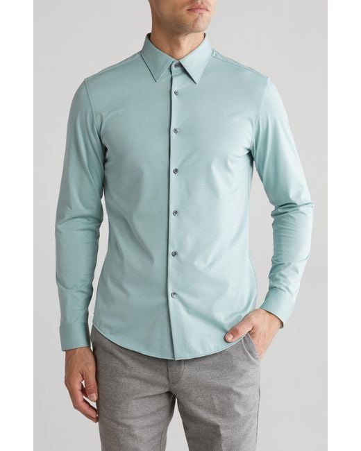 Theory Blue Sylvain Nd Structure Knit Button-up Shirt for men