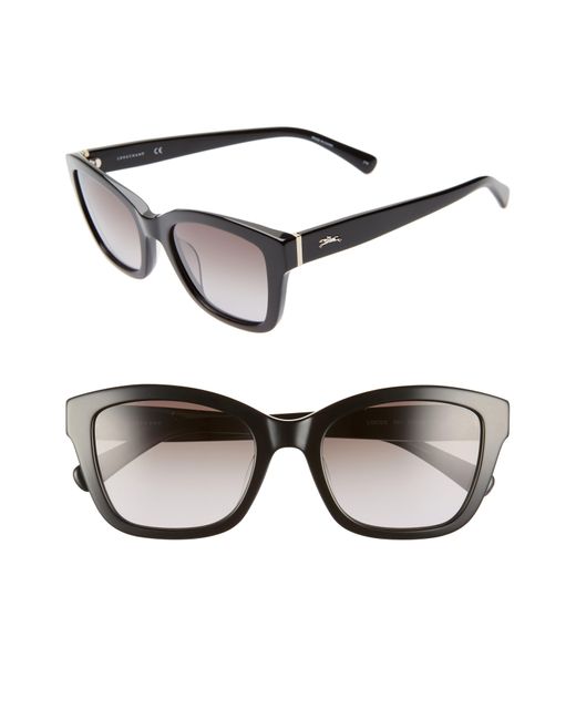 Longchamp Black Heritage 53mm Square Sunglasses
