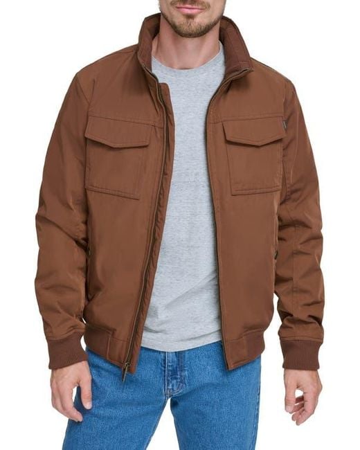 Dockers Brown Quilted Lined Flight Bomber Jacket for men