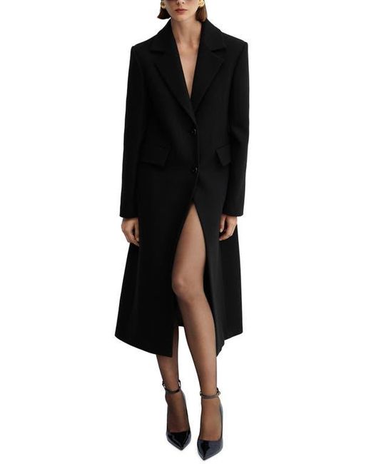 Mango Black Structured Virgin Wool Blend Coat