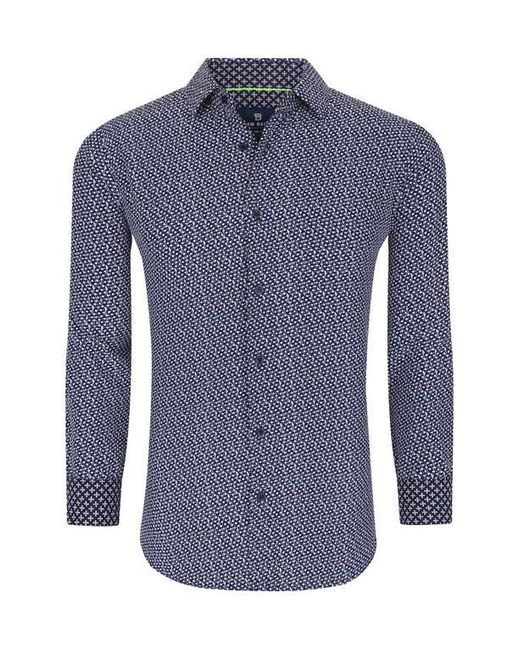 Tom Baine Blue Regular Fit Performance Stretch Long Sleeve Button Front Shirt for men