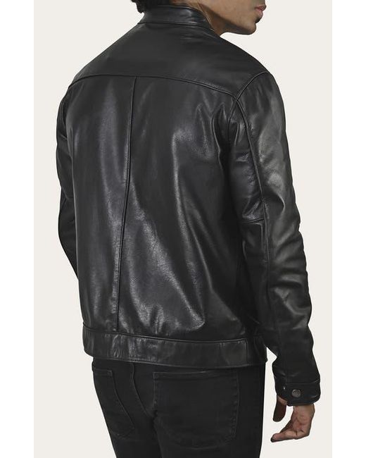 Frye Black Cafe Leather Racer Jacket for men