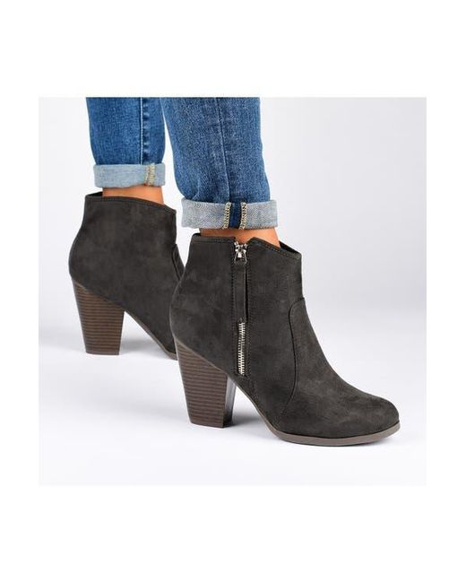 Journee Collection Brown Link Round Toe Bootie