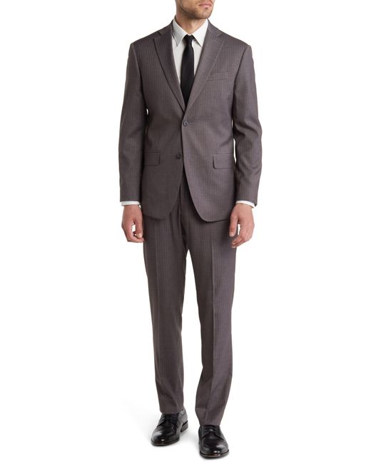 Nordstrom Gray Trim Fit Pinstripe Notch Lapel Suit for men