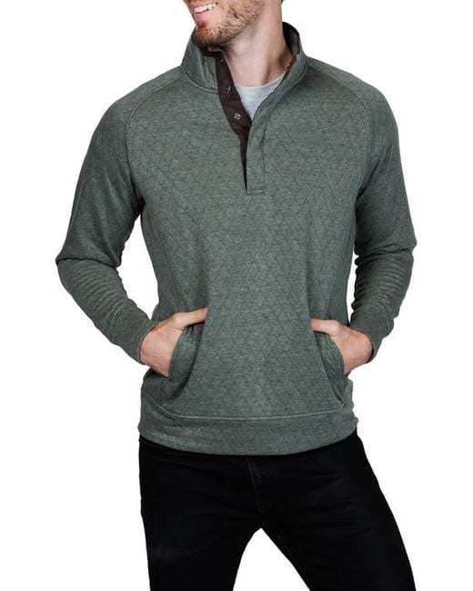 Tailorbyrd Gray Hidden Snap Front Quilted Pullover for men