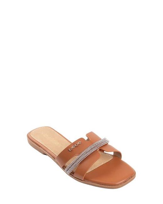 Bebe Brown Rhinestone Slide Sandal