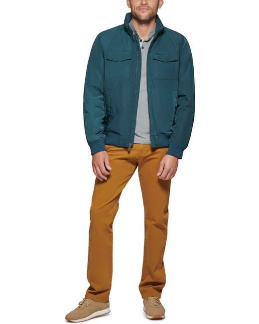 Dockers Blue Quilted Bomber Jacket with Packable Hood for men