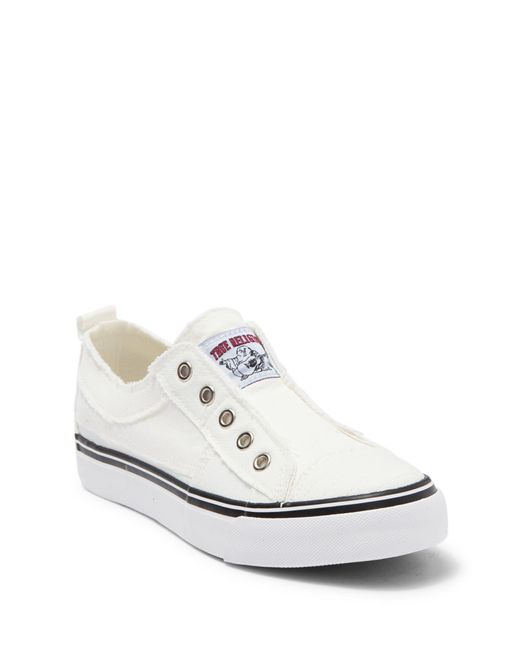 True Religion White Laceless Canvas Slip-on Sneakers