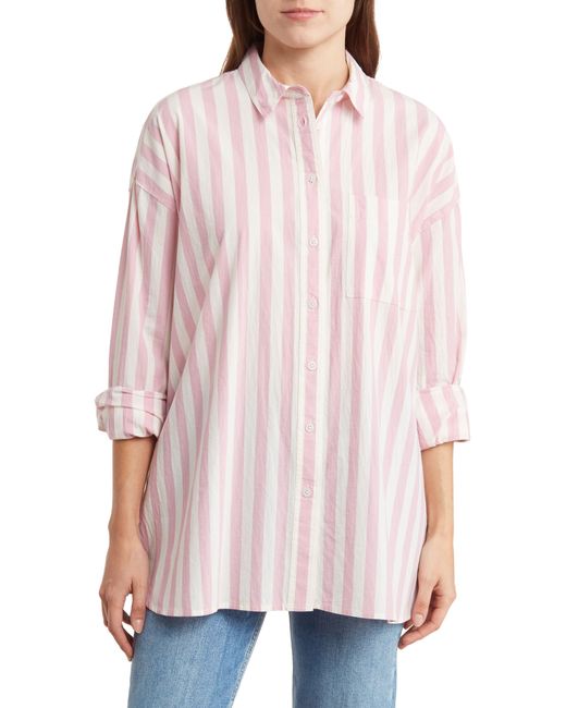 Madewell Pink The Signature Poplin Springy Stripe Oversize Button-up Shirt