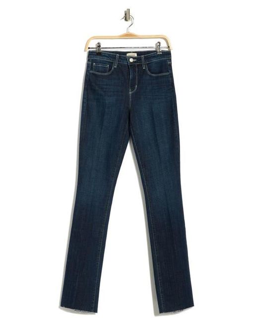 L'Agence Blue Ruth High Waist Raw Hem Straight Leg Jeans