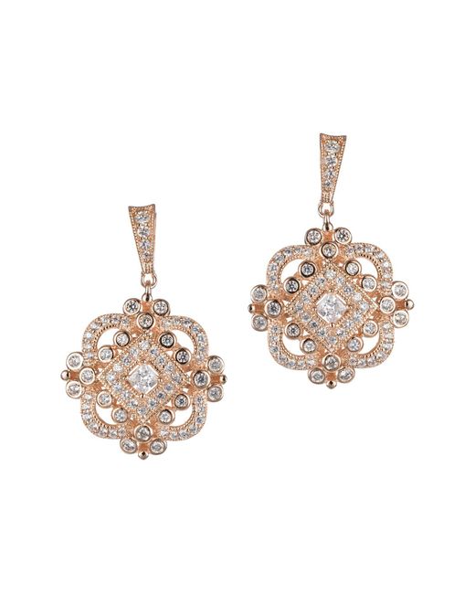 CZ by Kenneth Jay Lane Metallic Pavé Cz Medallion Dangle Earrings In Clear/rose Gold At Nordstrom Rack