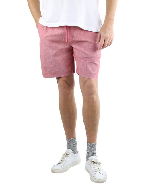 Jachs New York Red Stretch Chambray Pull-on Shorts for men