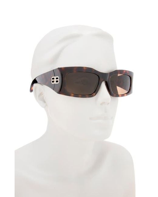 Balenciaga Brown Rectangular Sunglasses
