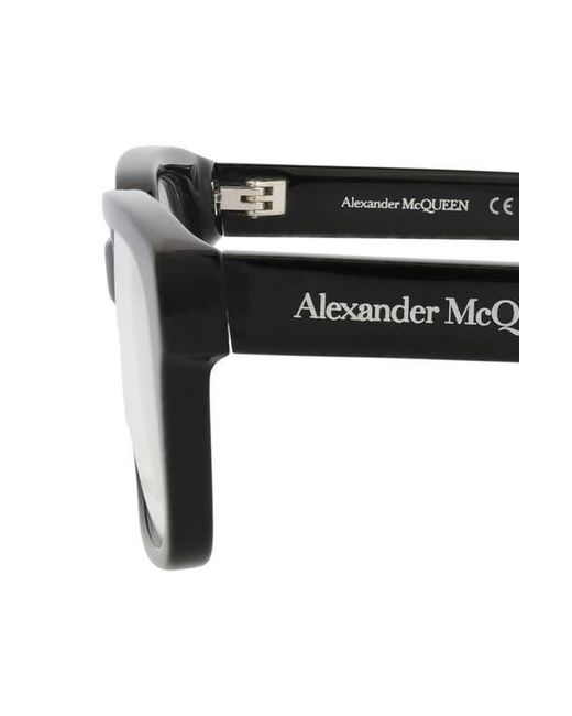 McQueen Black 55Mm Square Optical Glasses for men