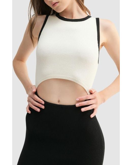 Lush Black Colorblock Cutout Midi Dress