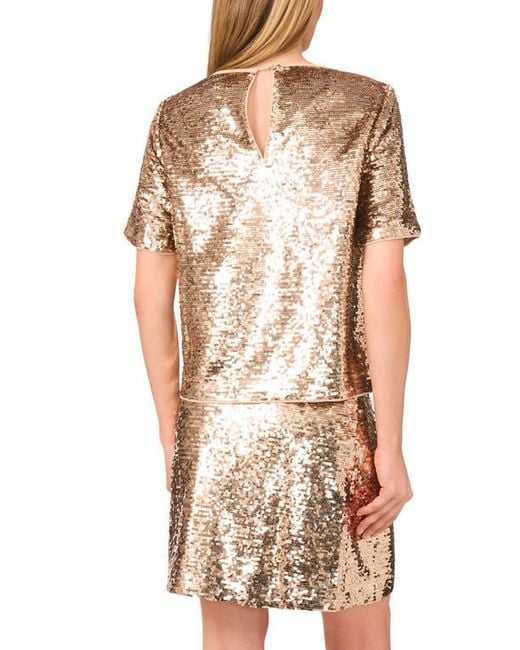 Halogen® Brown Sequin T-Shirt