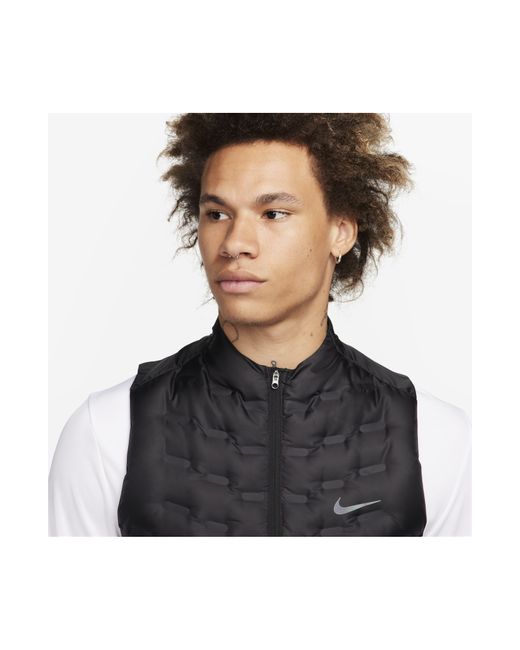 Nike Black Therma-fit Adv Repel Aeroloft Water Repellent Down Running Vest for men