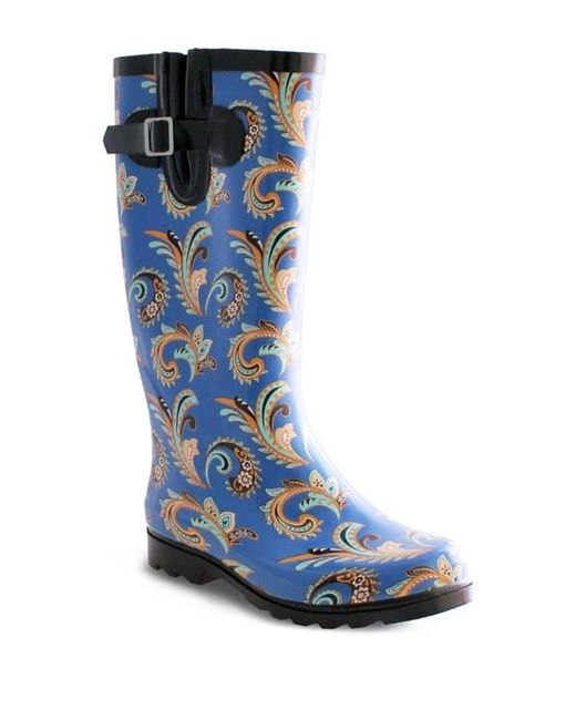 Nomad Blue Paisley Waterproof Rain Boots