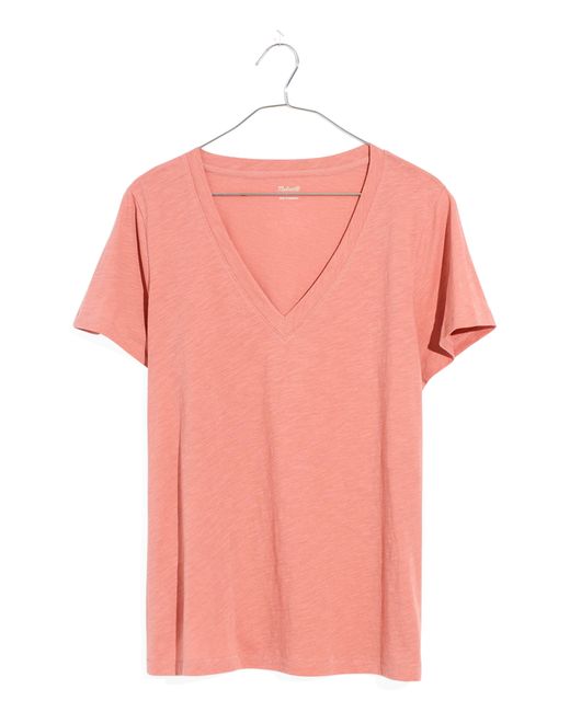 Madewell Pink Whisper Cotton V-neck T-shirt