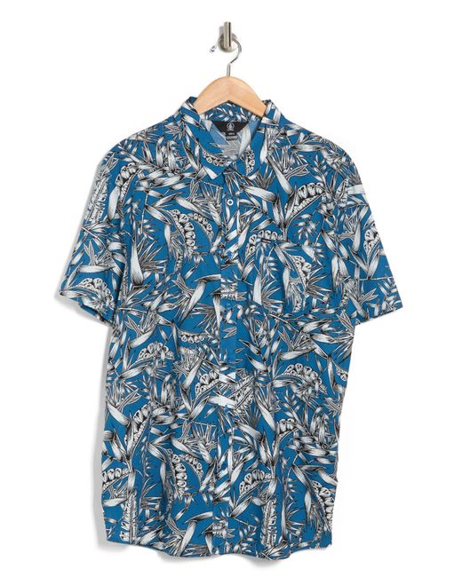 Volcom Blue Warbler Regular Fit Cotton Button-up Shirt for men