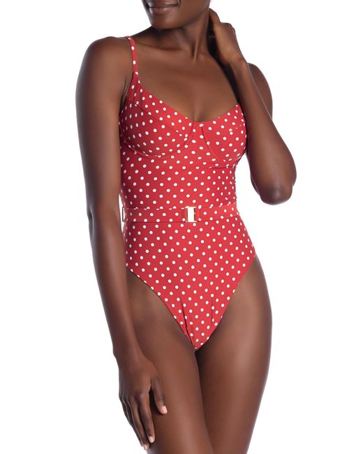 Onia Danielle Underwire One Piece Swimsuit - Burnt Red Polka Dot