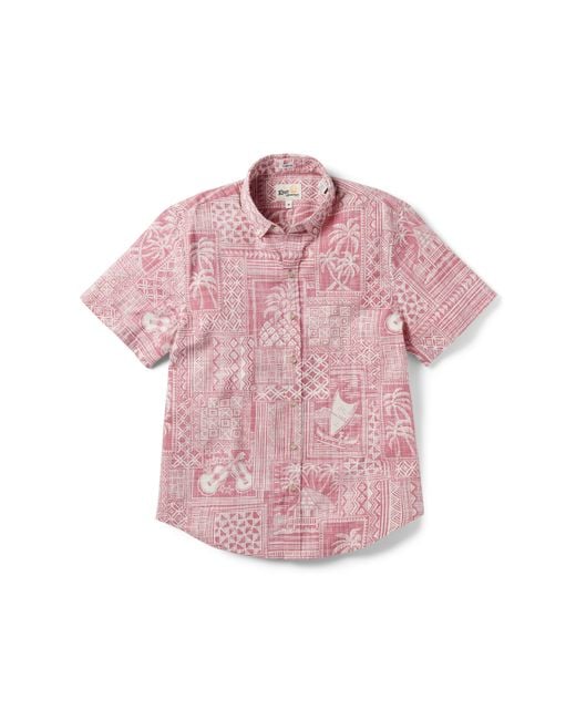 Reyn Spooner Pink Tapa Wrappa Short Sleeve Button-down Shirt for men