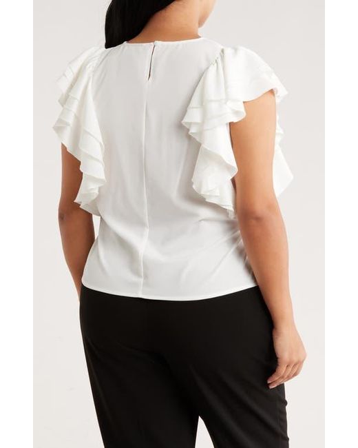 Forgotten Grace White Flutter Sleeve Top