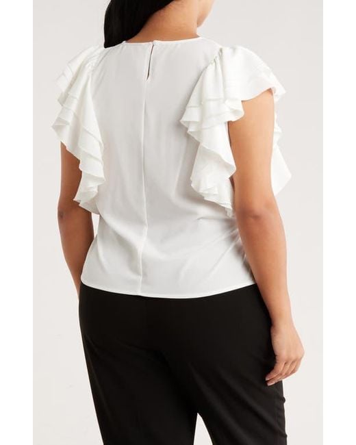 Forgotten Grace White Flutter Sleeve Top