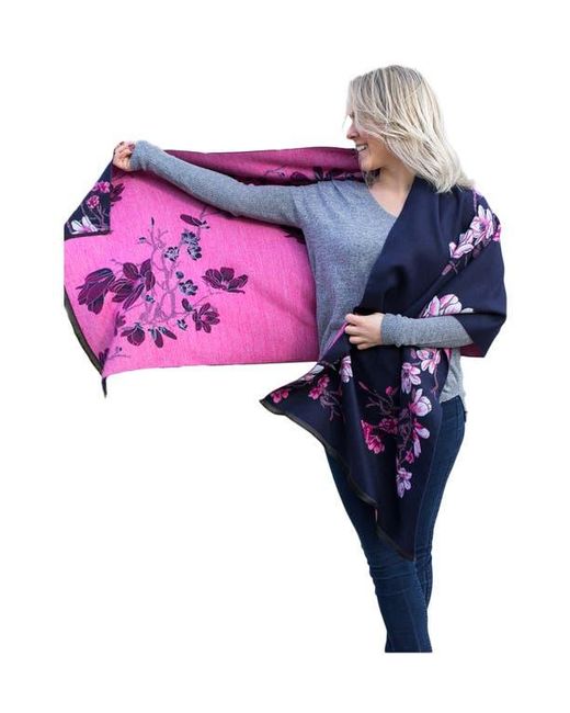 Saachi Purple Floral Pattern Reversible Scarf