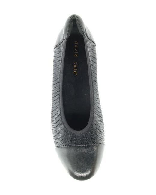 David Tate Black Newton Cap Toe Flat