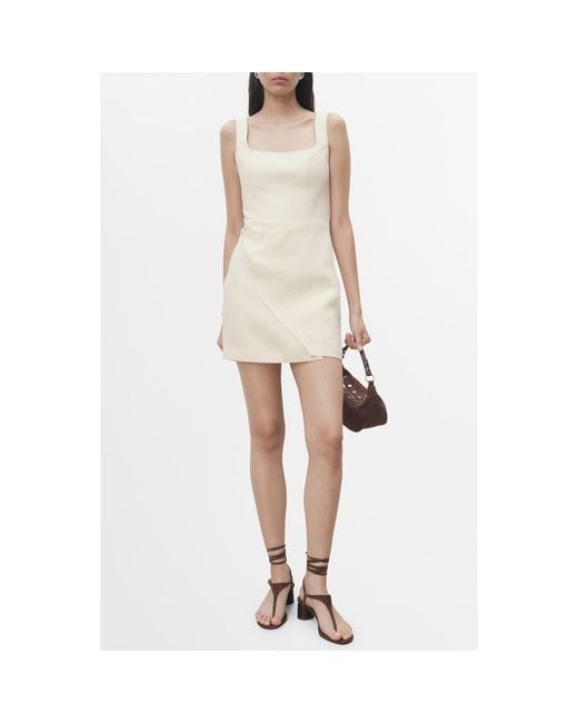 Mango Natural Drape Linen Minidress