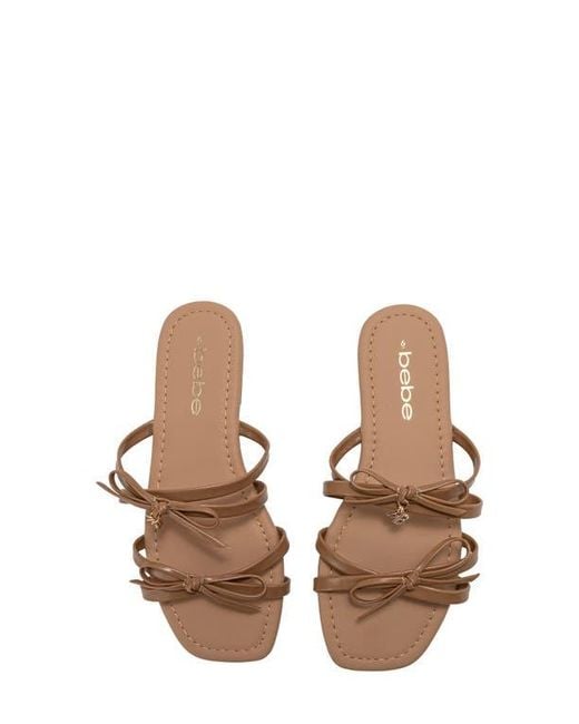 Bebe Brown Bow Strappy Sandal