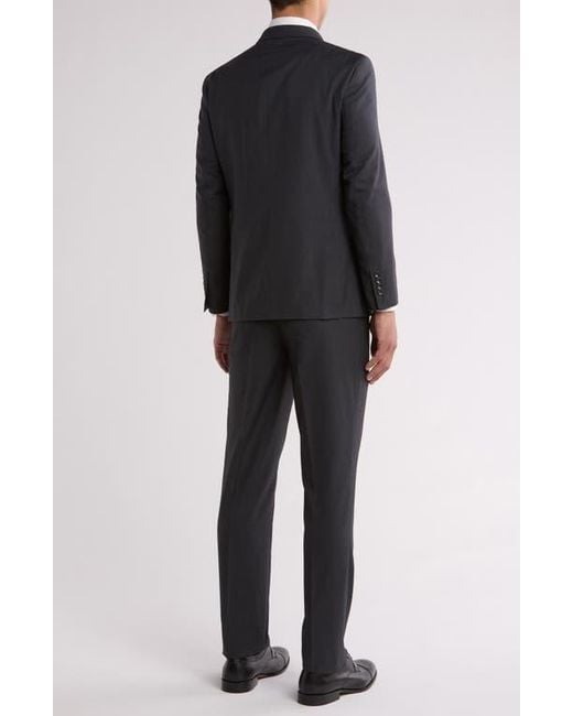 Gino Vitale Black Slim Fit Solid Double Breasted Suit for men