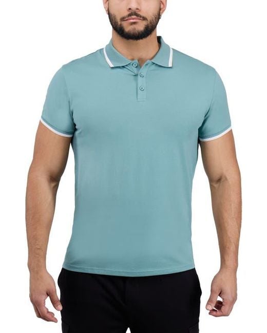 Xray Jeans Blue Texture Cotton Knit Polo for men