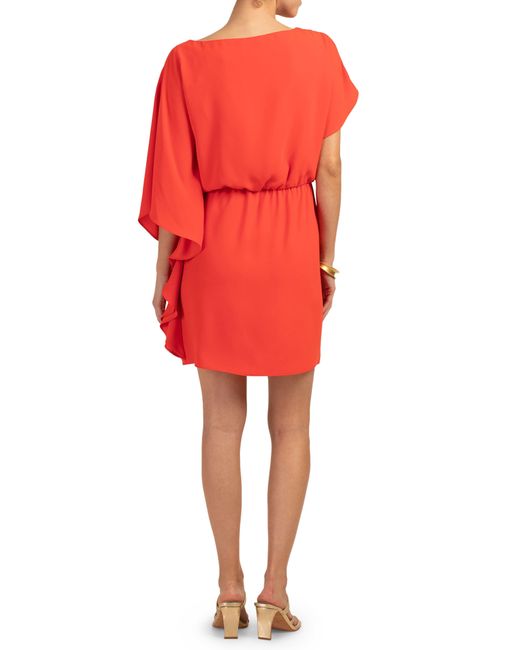 Trina Turk Red Maison Asymmetric Sleeve Dress