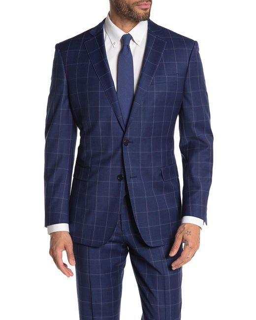 Brooks Brothers Wool Navy Windowpane Two Button Notch Lapel Regent Fit