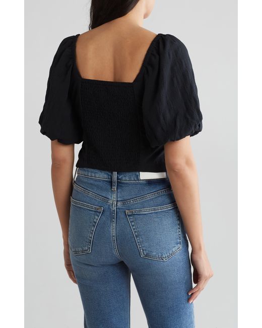 Melrose and Market Black Puff Sleeve Crop Top