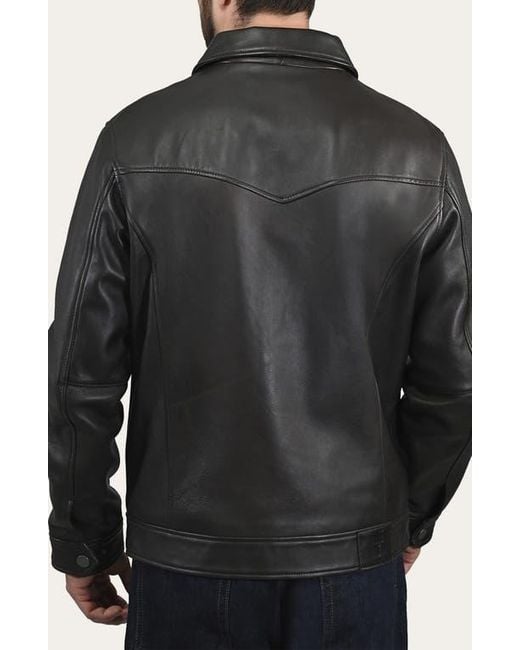 Frye Black Leather Trucker Jacket for men