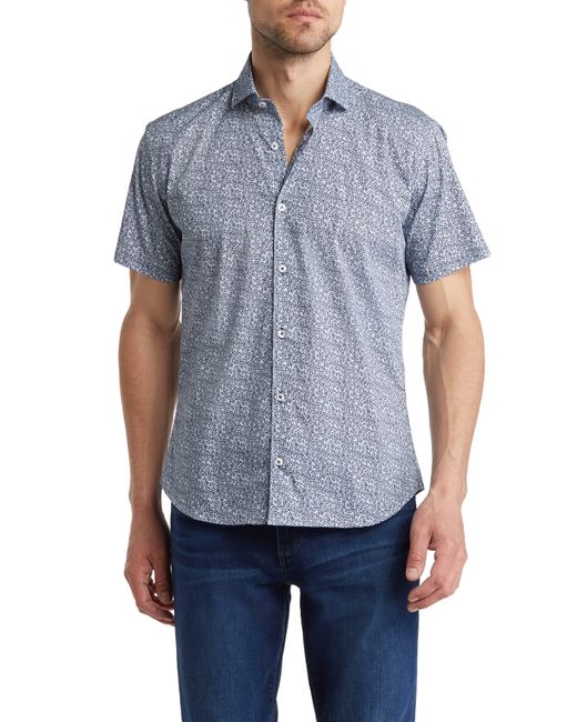 JEFF Blue The Jay Short Sleeve Button-up Shirt for men