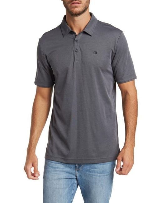 Travis Mathew Gray Heathered Knit Polo Shirt for men
