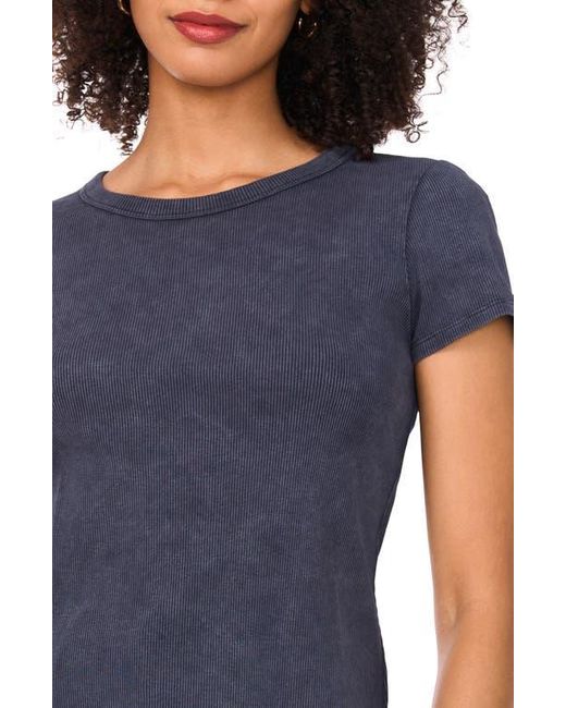 Halogen® Blue Ribbed Washed T-Shirt