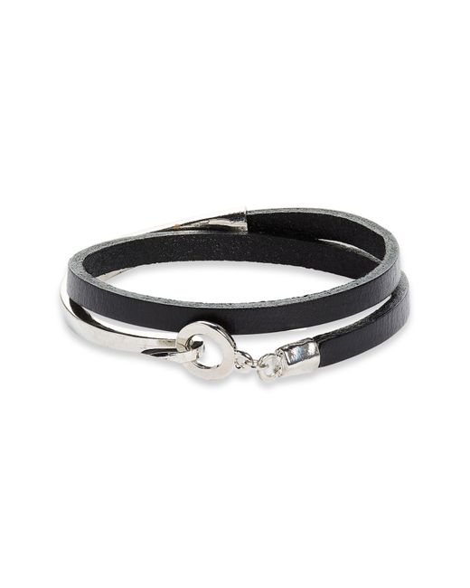 AREA STARS Black Faux Leather Wrap Bracelet for men