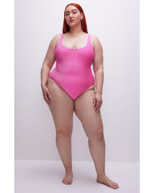 GOOD AMERICAN Red Sparkle Metallic One-piece Swimsuit
