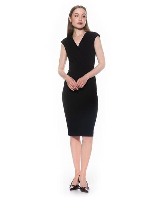 Alexia Admor Black Essence Cap Sleeve Midi Sheath Dress